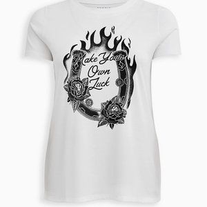 Torrid 2X 3X 4X Tee Top "Make Your Own Luck White